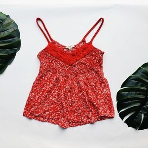 Lucky Brand Red Floral Print Tank